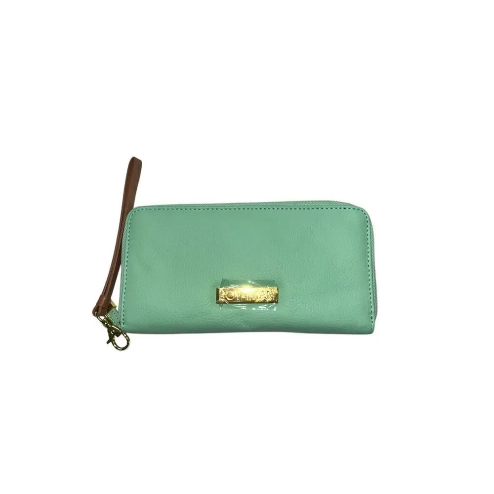JOY & IMAN split Leather Timeless Chic Everything Tote and wallet iPad bag mint